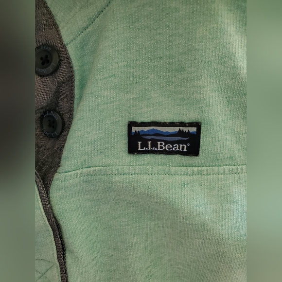 L.L. Bean Sea Foam Green 1/2-button Pullover, Sweater Size Small Classic Boho - Picture 8 of 14